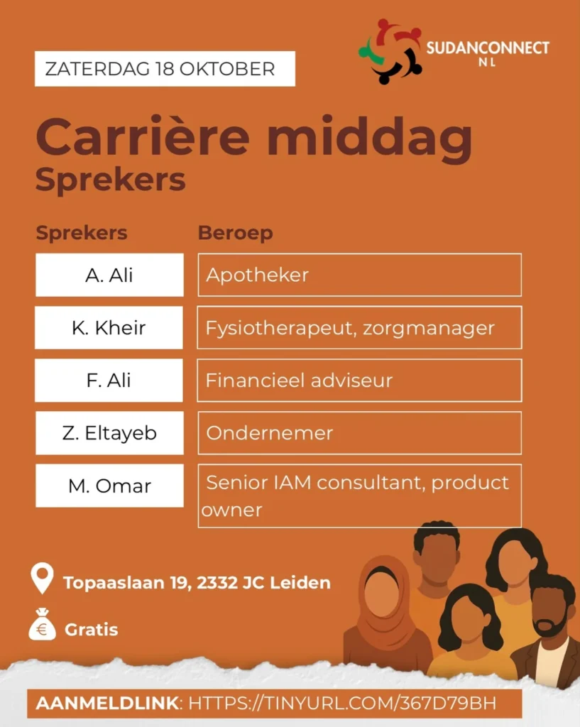 Overzicht van de sprekers op de carrièremiddag, met hun beroep erbij.