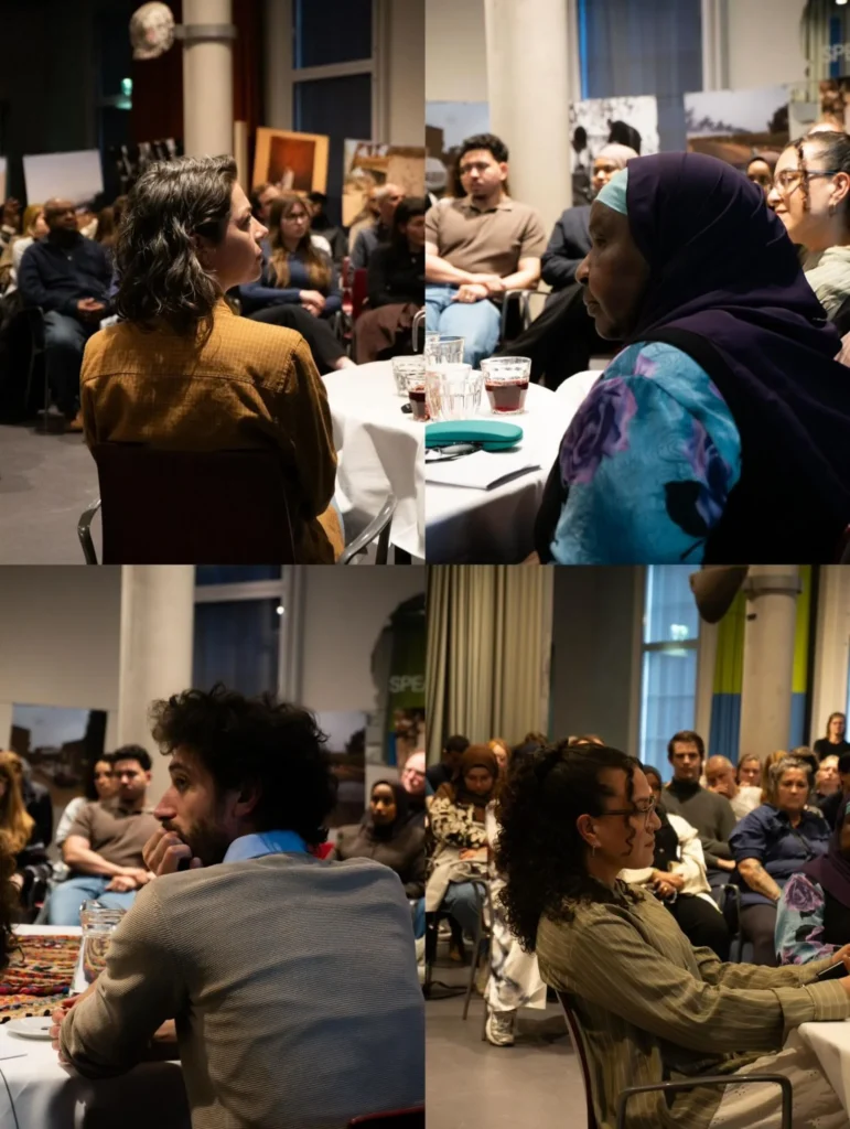 Het panelgesprek op 15 april, met de host en de panelleden in gesprek.