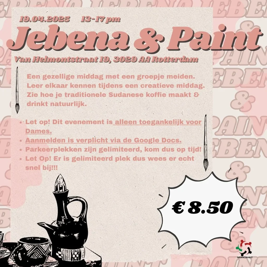 Tweede flyer van Jebena en Paint, met de praktische gegevens en de prijs van 8 euro 50.